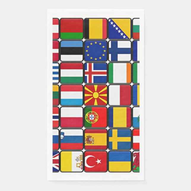 International flags collection, paper guest towels (Front)