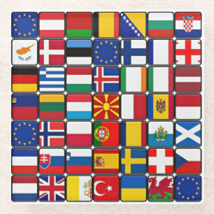 International flags collection, world flags glass coaster