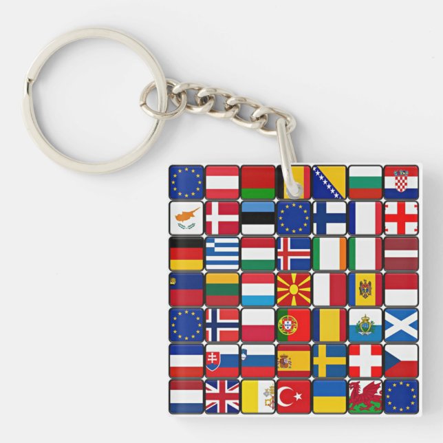 International flags collection, world flags keychain (Front)