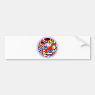 international flags globe earth bumper sticker