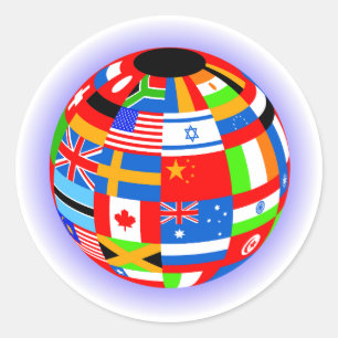international flags globe earth classic round sticker