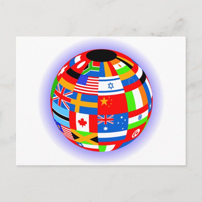 international flags globe earth postcard (Front)