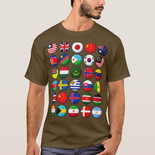 International Flags of the World 30 Countries Circ T_Shirt