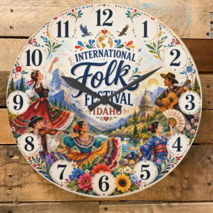 International Folk Festival Idaho Cultural Heritag Large Clock