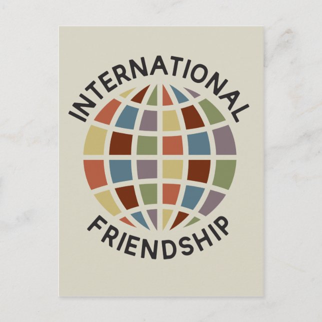 International Friendship with colorful globe icon Postcard (Front)