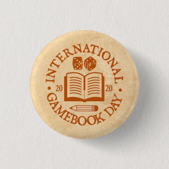 International Gamebook Day Parchment Badge Button (Front)