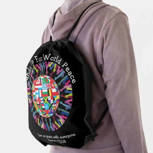 International GLOBAL PEACE World Flags Drawstring Bag