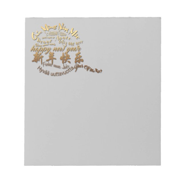 International Gold Wishes Rat New Year 2020 NoteP Notepad (Front)