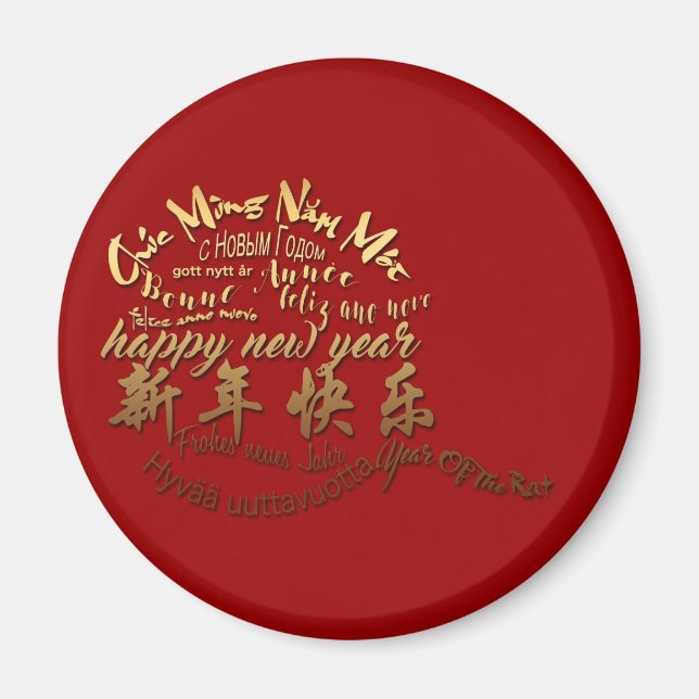 International Gold Wishes Rat New Year 2020 RM Magnet (Front)