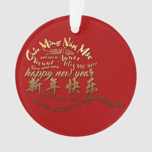 International Gold Wishes Rat New Year 2020 RO Ornament