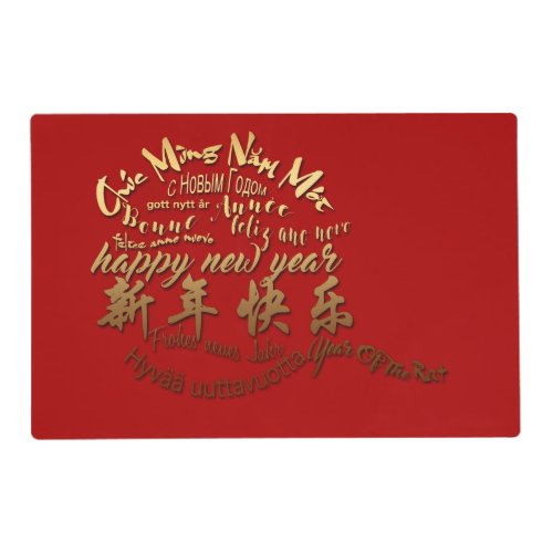 International Gold Wishes Rat New Year Placemat