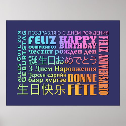 International Happy Birthday Design Poster