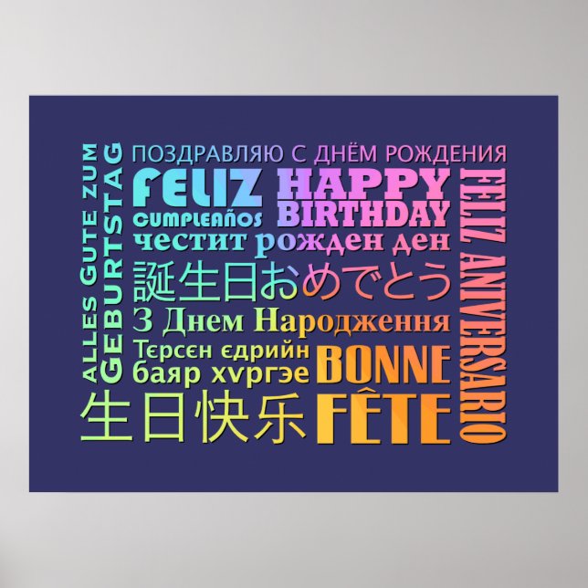 International Happy Birthday Design Poster (Front)