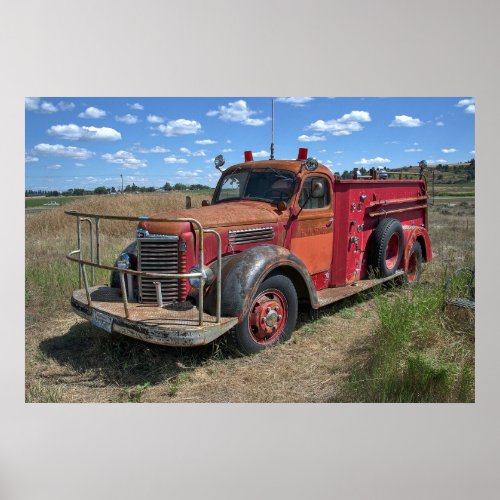 INTERNATIONAL HARVESTER FIRE TRUCK c 1946 Poster