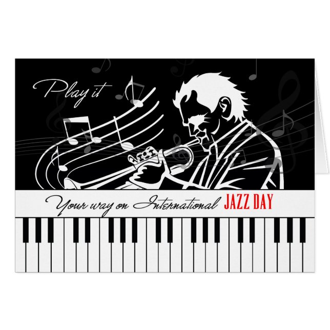 International Jazz Day Piano Keys and Musician (Front Horizontal)