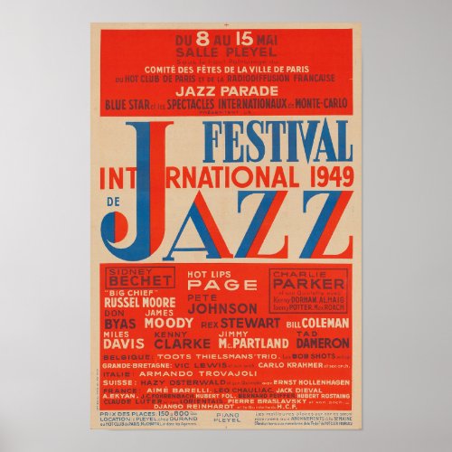 International Jazz Festival 1949 Vintage Poster