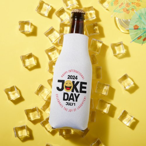 International Joke Day Laughing Face Bottle Cooler