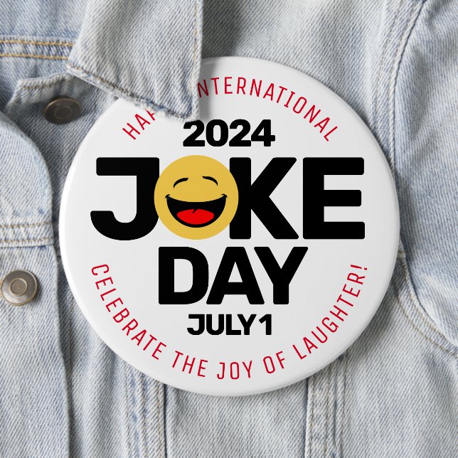 International Joke Day Laughing Face Button (In Situ)