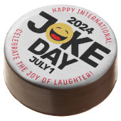 International Joke Day Laughing Face Chocolate Covered Oreo (Angled)