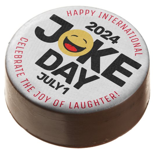 International Joke Day Laughing Face Chocolate Covered Oreo (Angled)