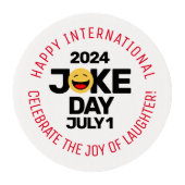 International Joke Day Laughing Face Edible Frosting Rounds (Front)