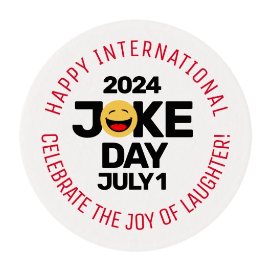 International Joke Day Laughing Face Edible Frosting Rounds (Front)