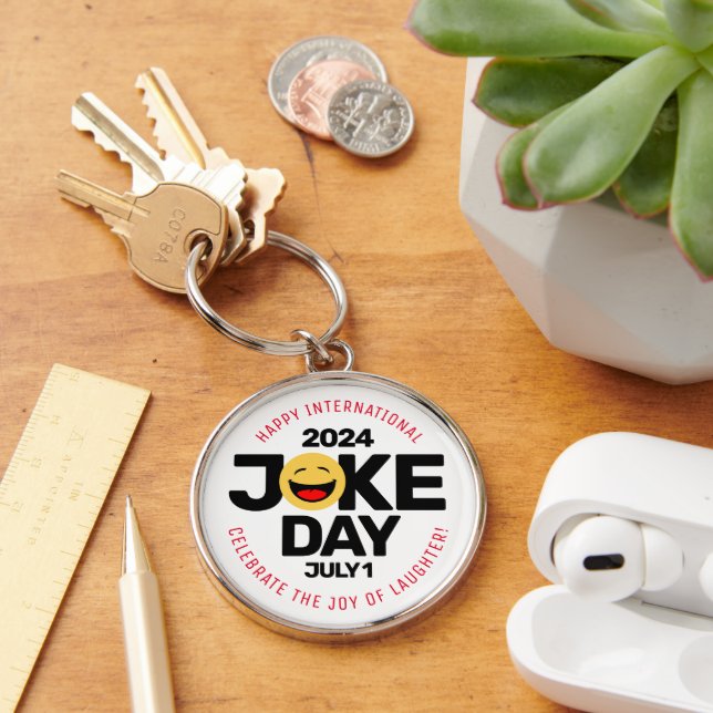International Joke Day Laughing Face Keychain (Desk)