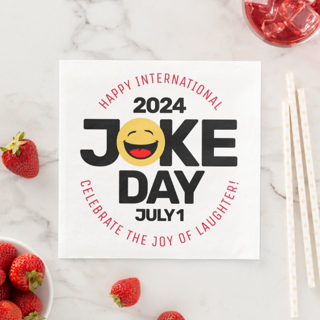 International Joke Day Laughing Face Paper Dinner Napkins (Insitu)