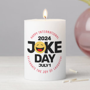 International Joke Day Laughing Face Pillar Candle