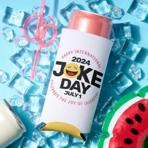 International Joke Day Laughing Face Seltzer Can Cooler