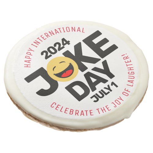 International Joke Day Laughing Face Sugar Cookie