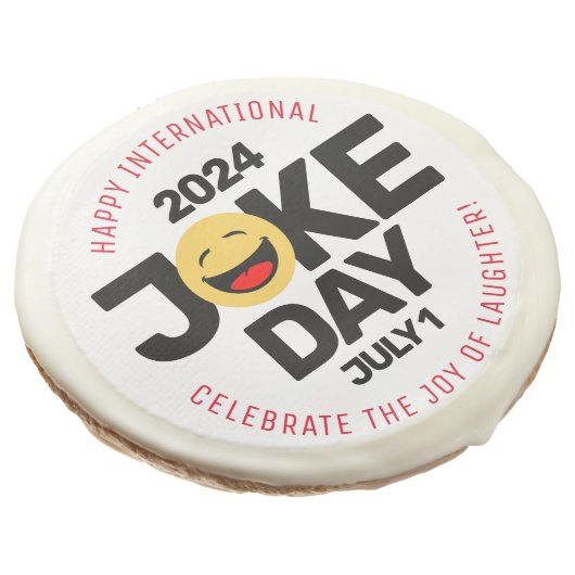 International Joke Day Laughing Face Sugar Cookie (Angled)