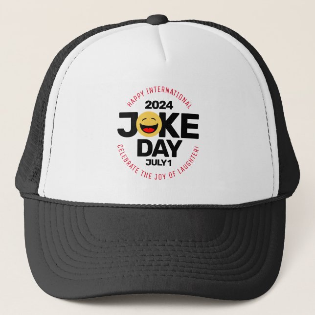International Joke Day Laughing Face Trucker Hat (Front)