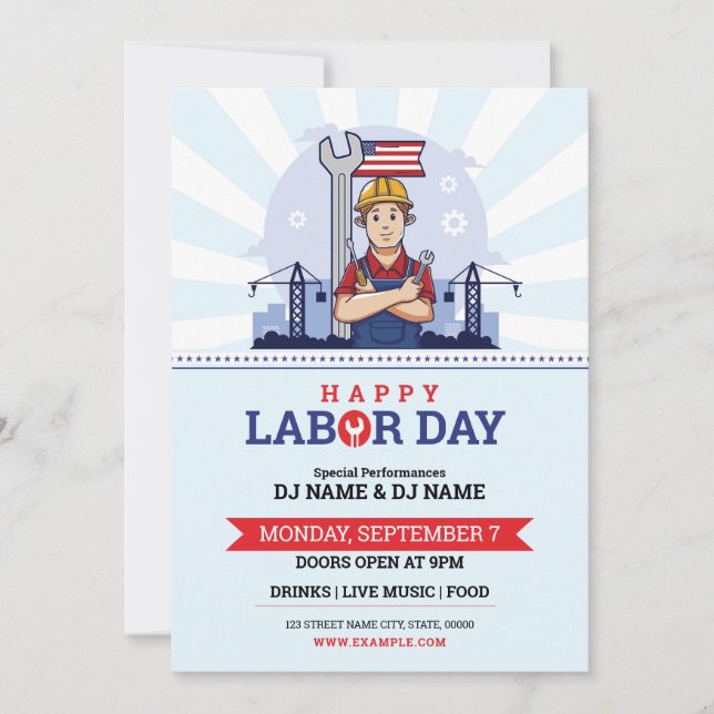 International Labor Day Event Flyer Invitation (Front)