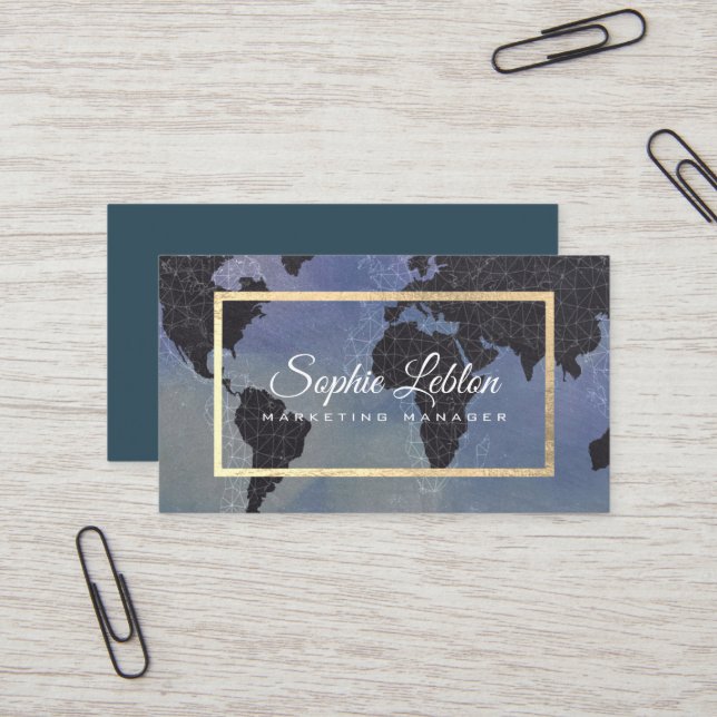 International map | marketing manager business card (Front/Back In Situ)