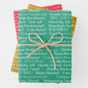 International Merry Christmas  Wrapping Paper Sheets