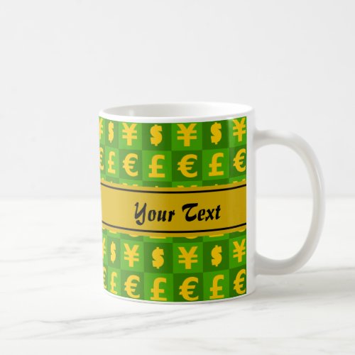 International money currencies signs pattern coffee mug