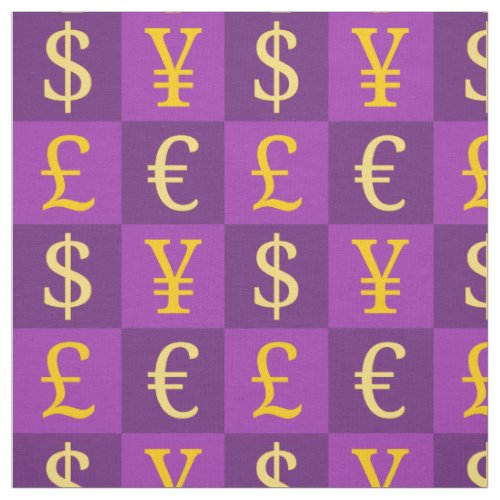 International money currencies signs pattern fabric