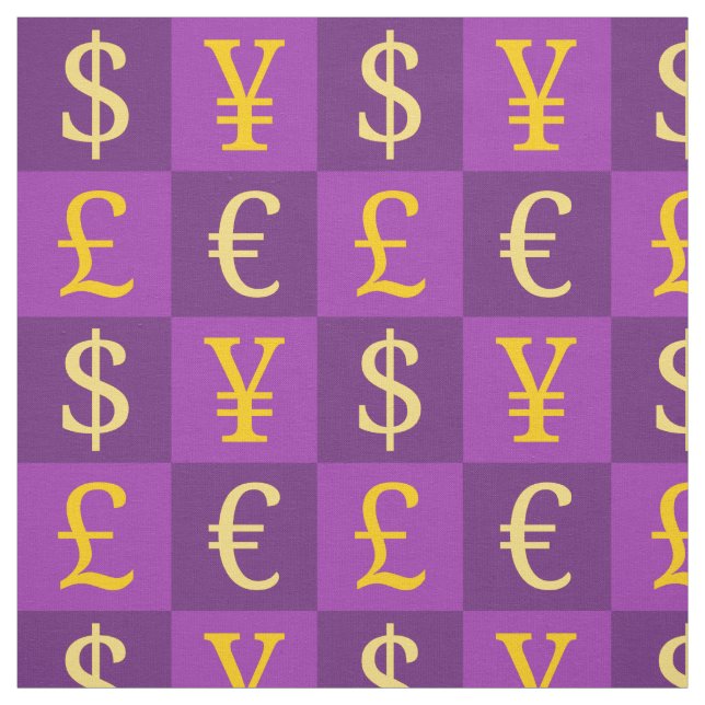 International money currencies signs pattern fabric (Swatch)