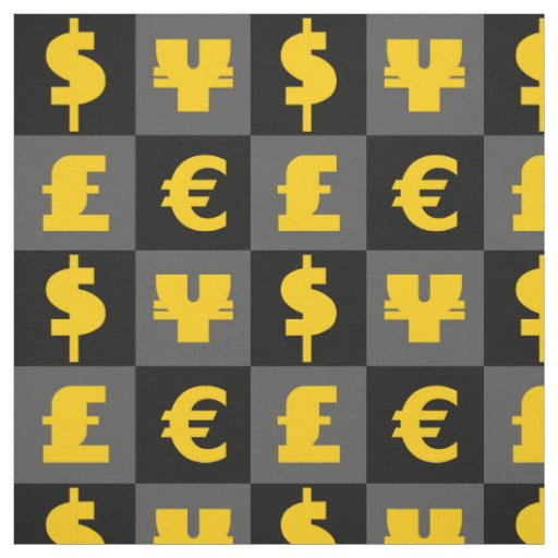 International money currencies signs pattern fabric