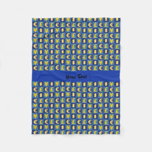 International money currencies signs pattern fleece blanket