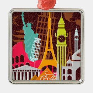 International Monuments Metal Ornament