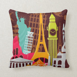 International Monuments Throw Pillow