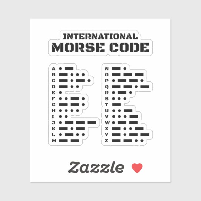 International Morse Code Alphabet Chart Sticker (Sheet)