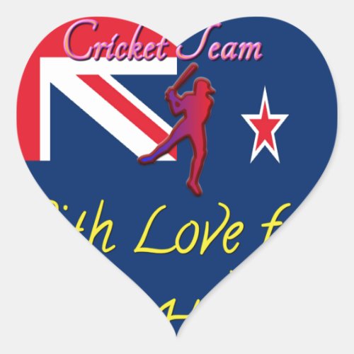 International New Zealand Cricket Heart Sticker