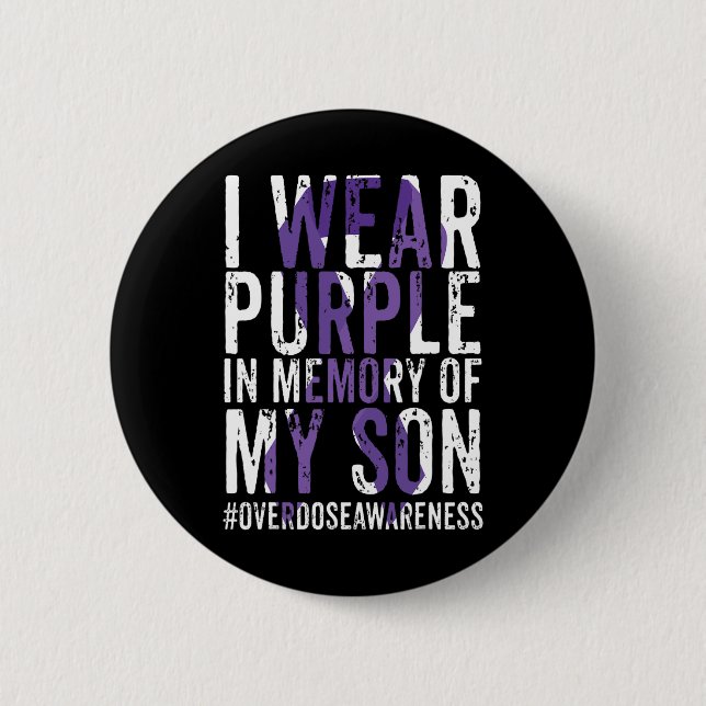 International Overdose Awareness Wear Purple Ribbo Button (Front)