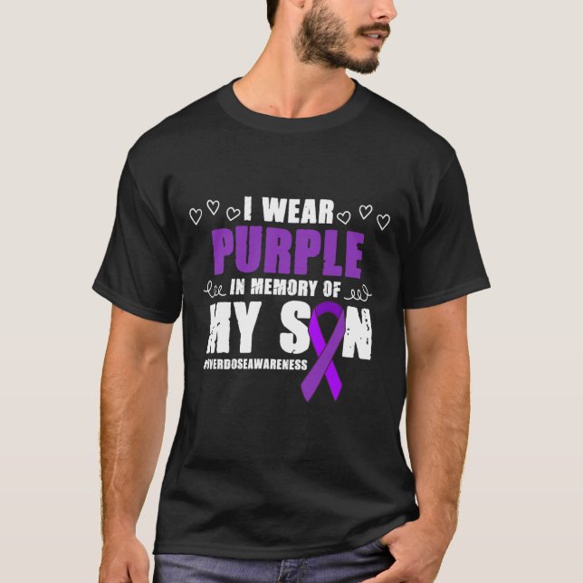 International Overdose Awareness Wear Purple Ribbo T-Shirt (Front)