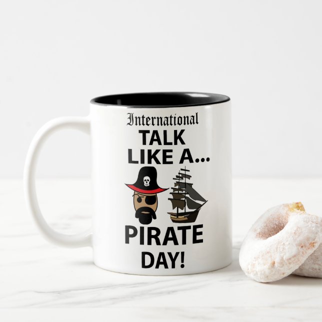 International Pirate Day Two-Tone Coffee Mug (With Donut)