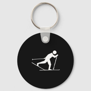 International skate skiing, cross-country skiing keychain