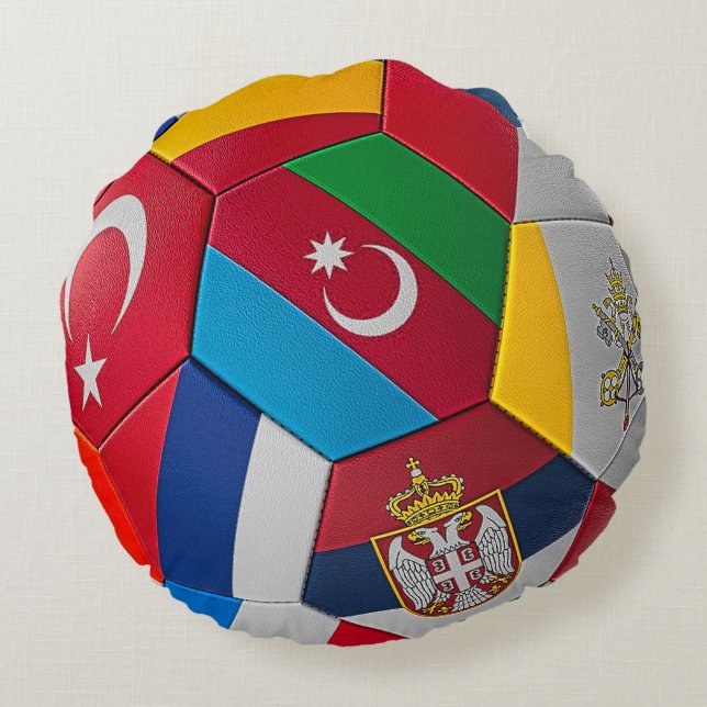 International Soccer Ball Round Pillow (Back)